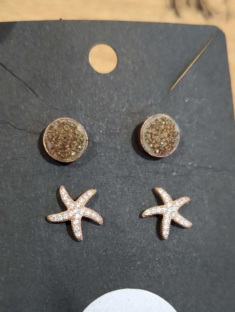 Druzy & Starfish Sterling Silver Earring Set - Women Jewelry